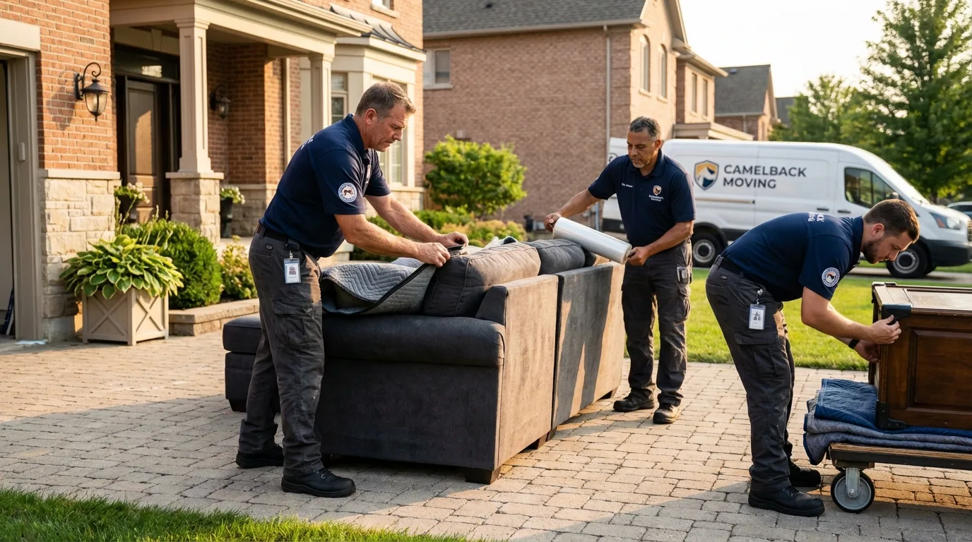 Large estate moving crew wrapping furniture in Millen, GA