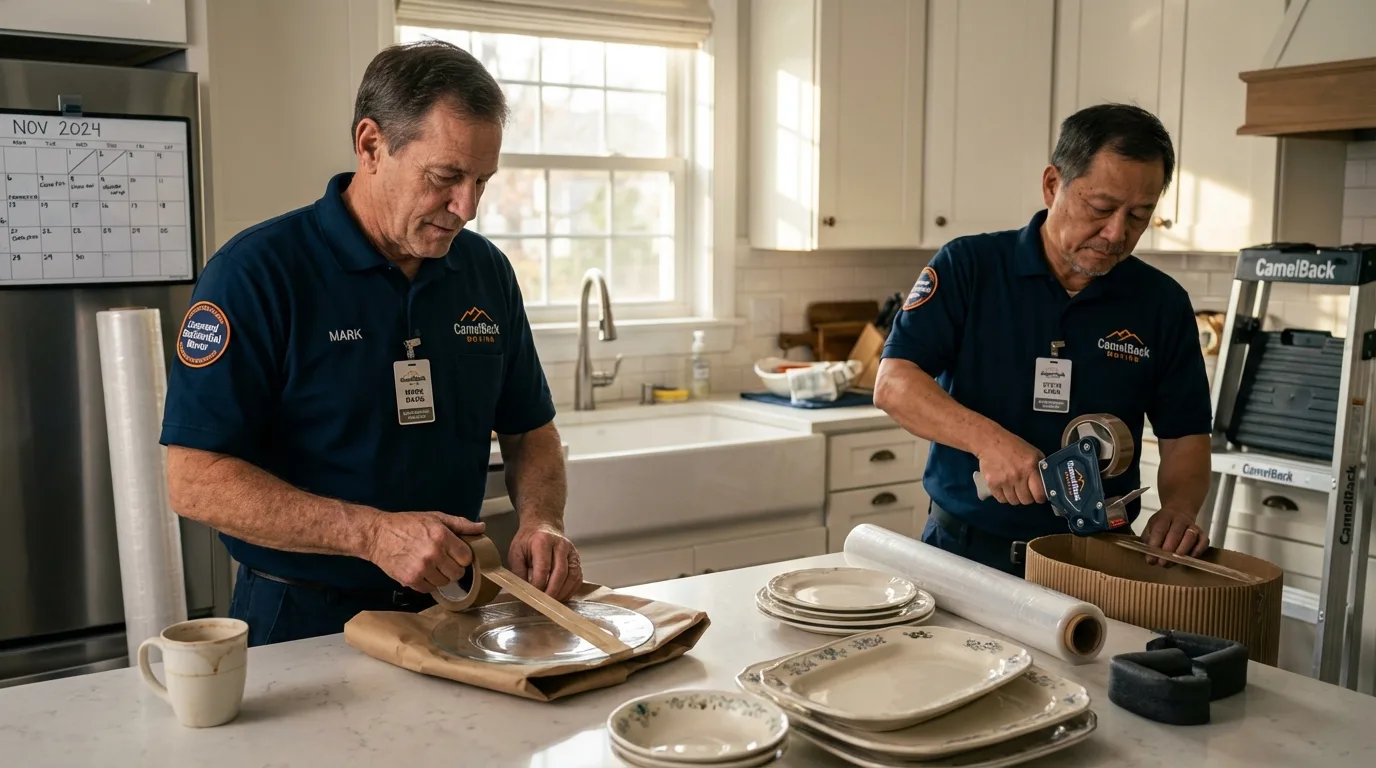 Professional crew packing kitchen dishware in Millen, GA